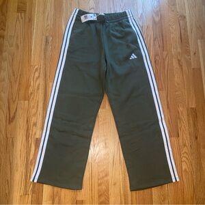 NWT adidas Women’s Green Fleece Track Pants with White Stripes